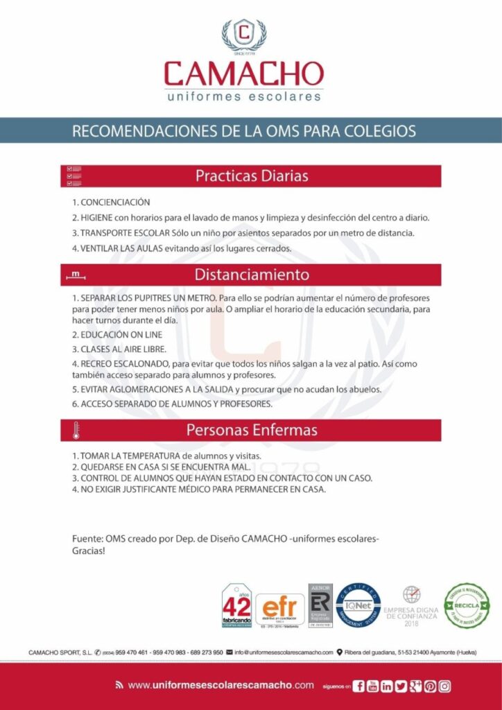 recomendaciones oms vuelta cole